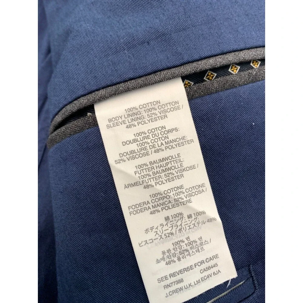 J Crew Blazer Mens 36R Ludlow Slim-Fit Larusmiani Cotton Twill Sportcoat Jacket